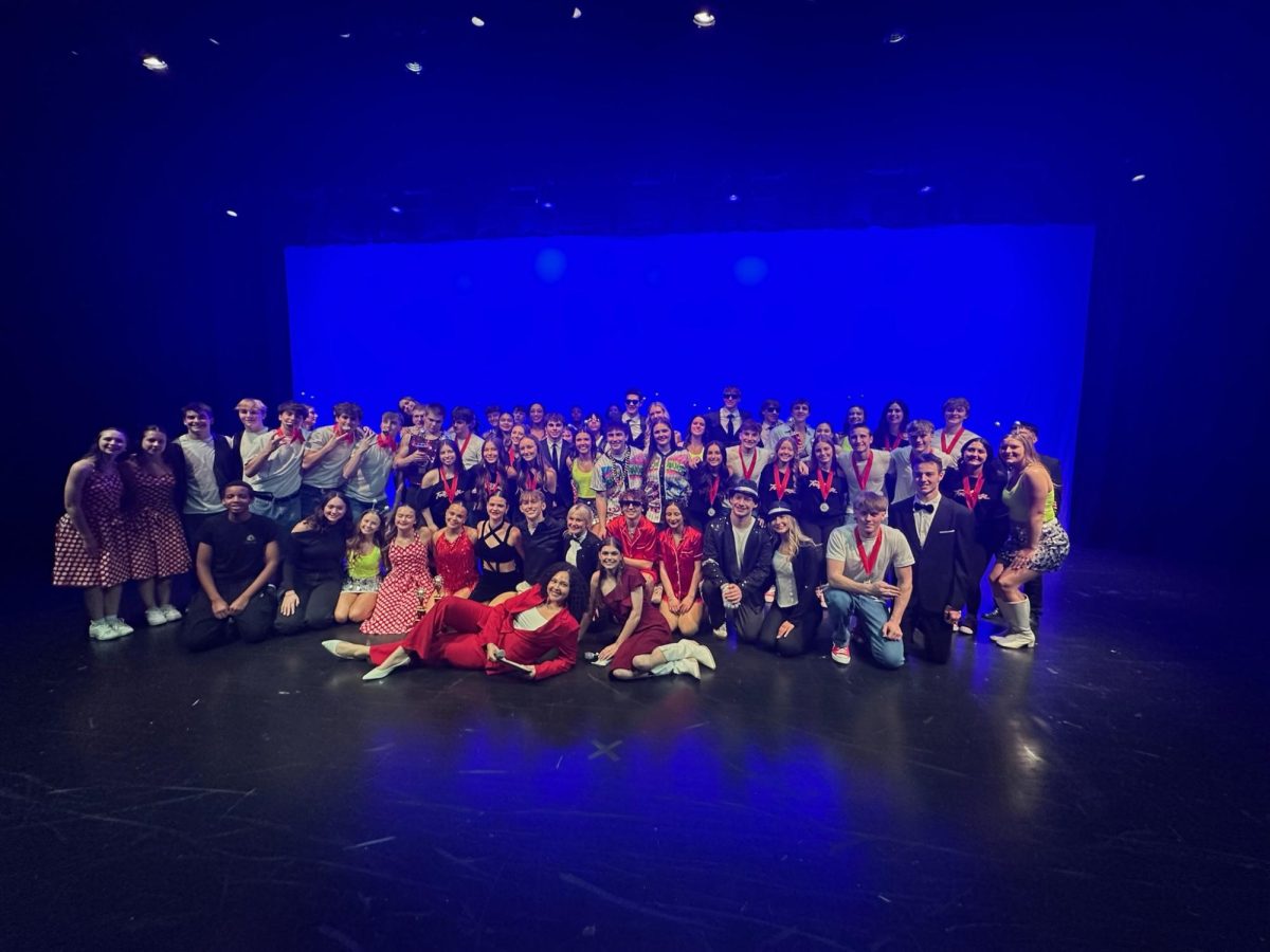 The final group photo of all the students that helped the show run. 