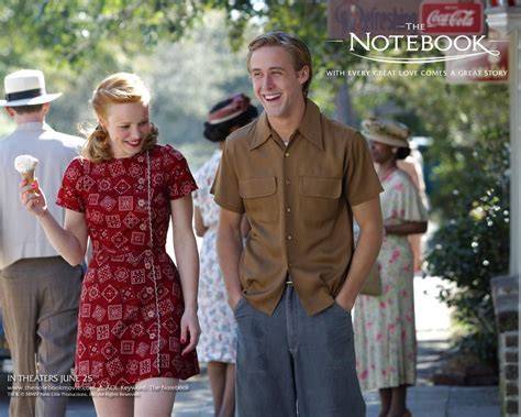 Characters Noah and Allie are seen walking together in one of the many cover photos for "The Notebook."