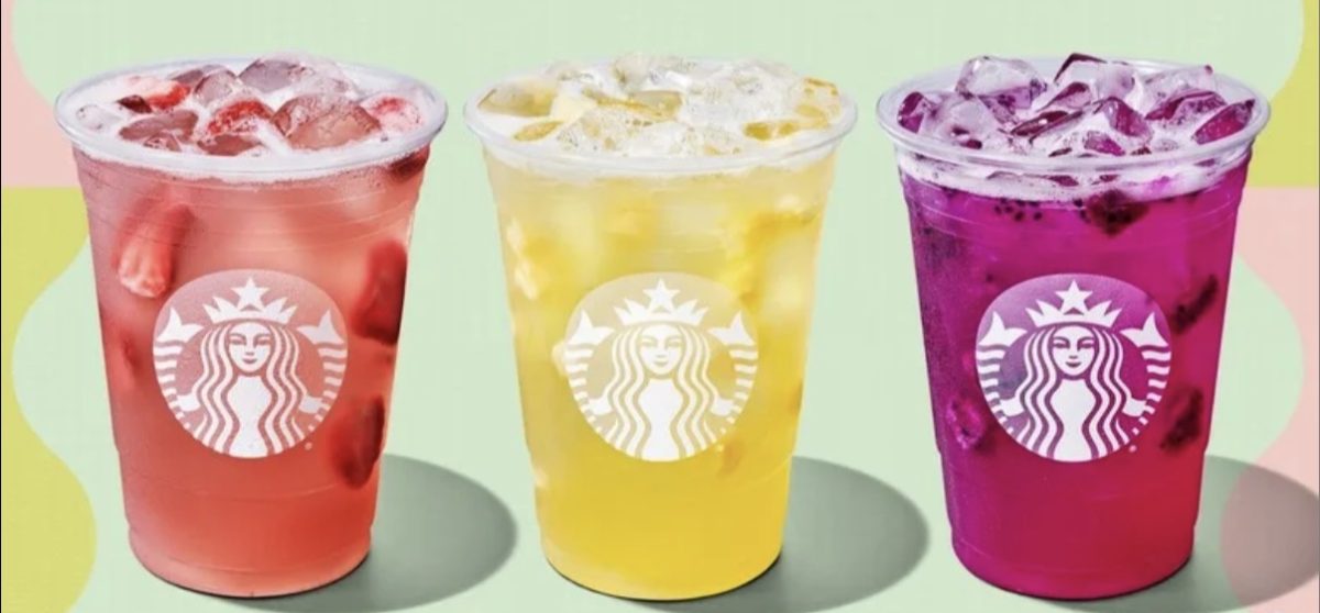 Look at these fun colors. These are the most popular refreshers at Starbucks. Refreshers seemed to be the most popular item among the people I talked to.